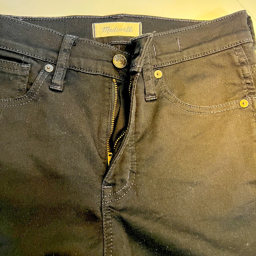 Black- Madewell jeans. Sized 26P 10 inch high rise skinny
